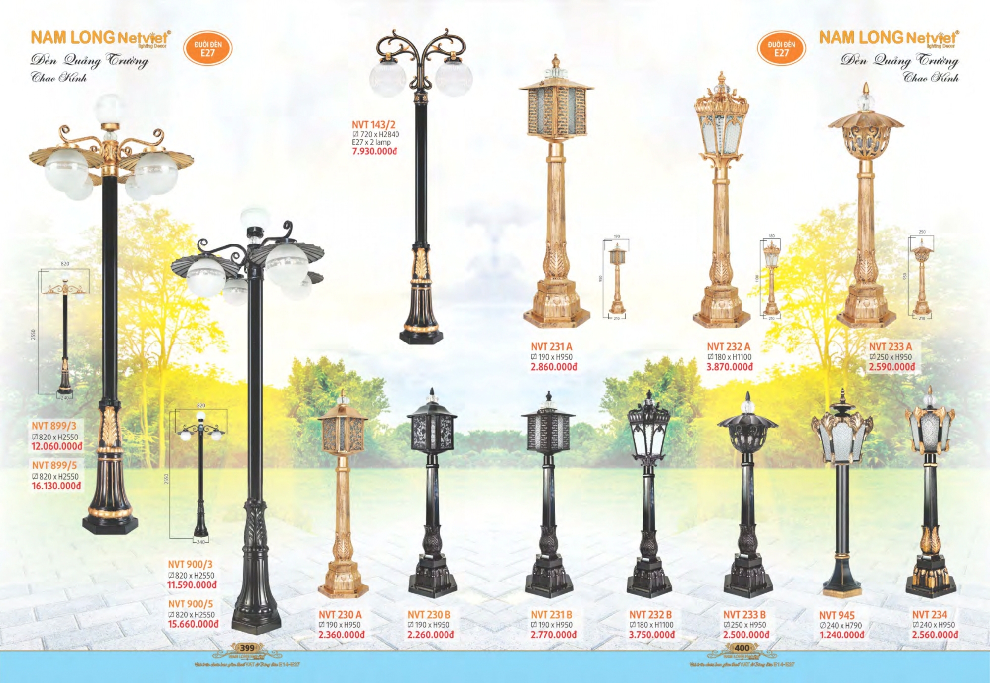 Bảng giá đèn trang trí Nam Long